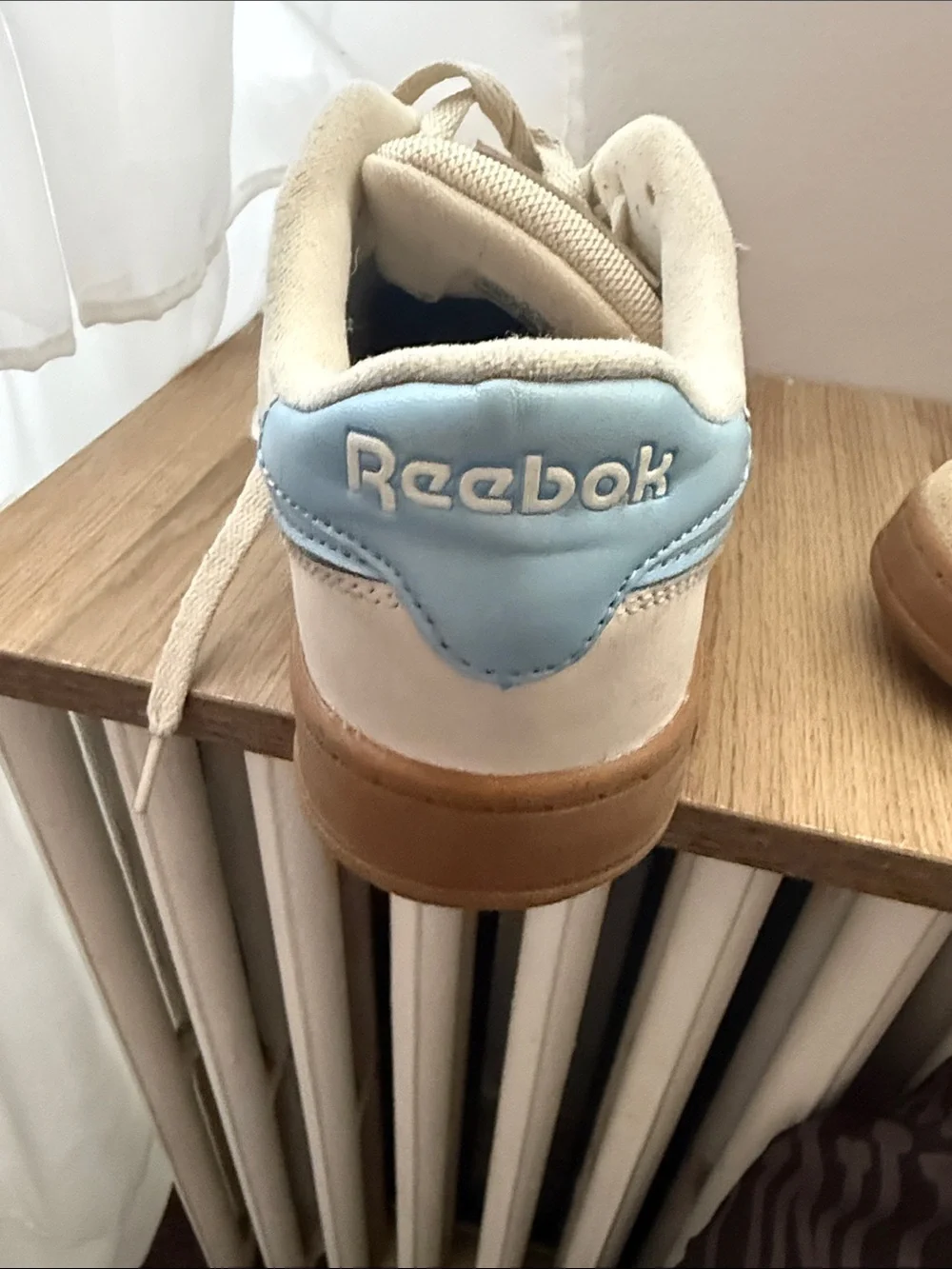 Reebok Cream and Light Blue Low-Top Sneakers
